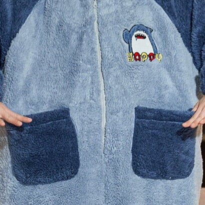 Soft Blue Shark Fluffy Pyjama 1-Piece Set-Kawaii Dream