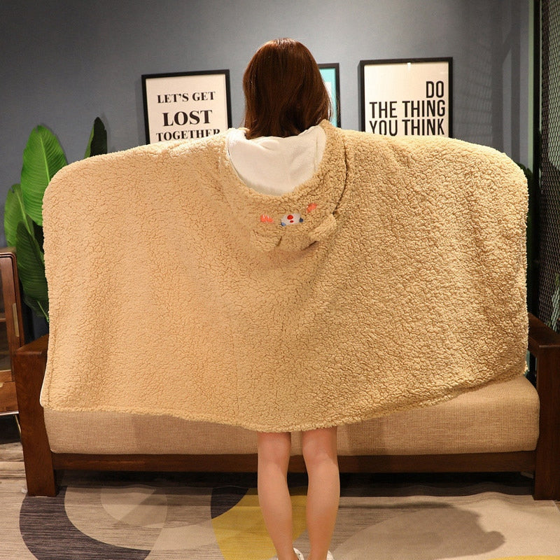 Soft Bunny Bear Poncho Fleece Blanket Cloak-Kawaii Dream