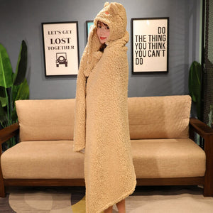 Soft Bunny Bear Poncho Fleece Blanket Cloak-Kawaii Dream