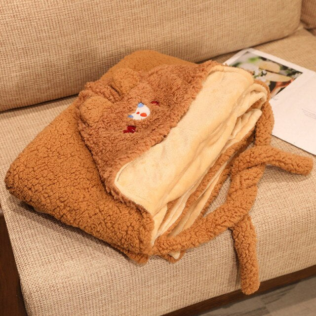 Soft Bunny Bear Poncho Fleece Blanket Cloak-Kawaii Dream