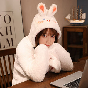 Soft Bunny Bear Poncho Fleece Blanket Cloak-Kawaii Dream