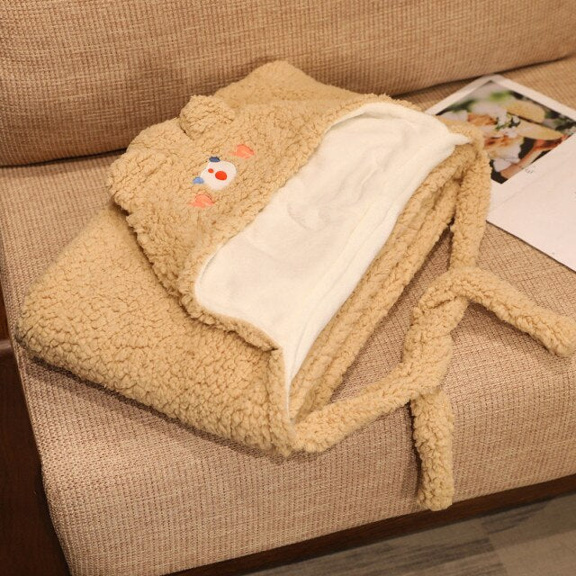 Soft Bunny Bear Poncho Fleece Blanket Cloak-Kawaii Dream