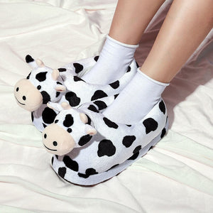 Soft Cow Plush Slippers-Kawaii Dream
