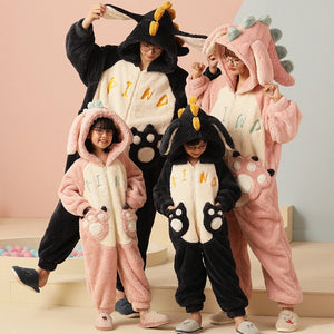 Soft Dinosaur Family Fluffy Pyjama 1-Piece Set-Kawaii Dream