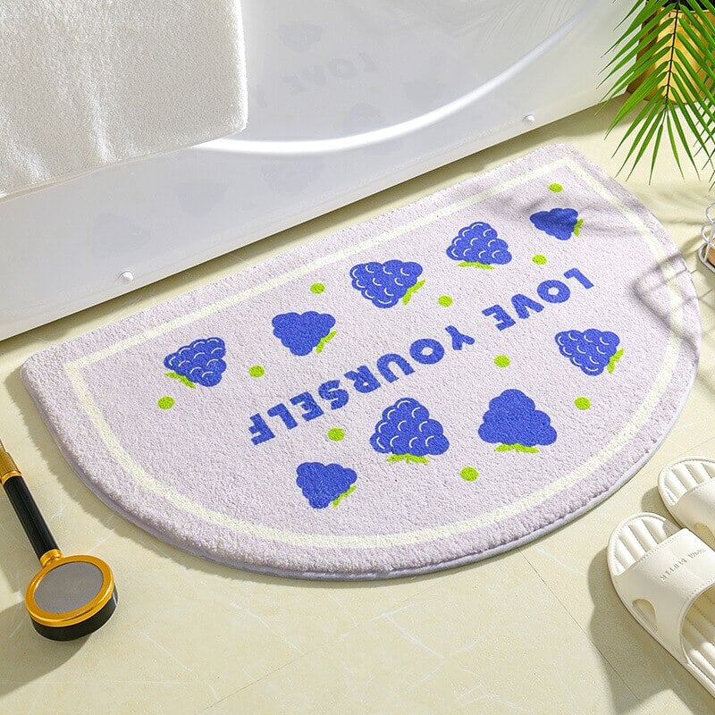 Soft Half Oval Floral Fruits Bathroom Mat Collection-Kawaii Dream