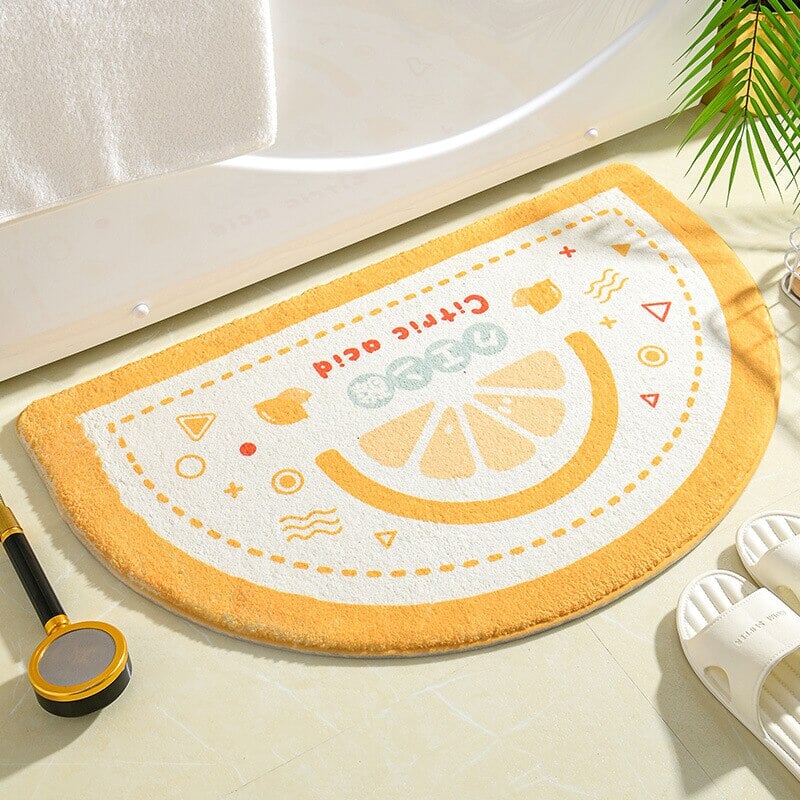 Soft Half Oval Floral Fruits Bathroom Mat Collection-Kawaii Dream