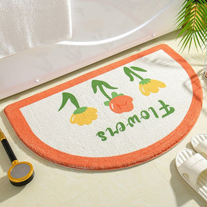 Soft Half Oval Floral Fruits Bathroom Mat Collection-Kawaii Dream