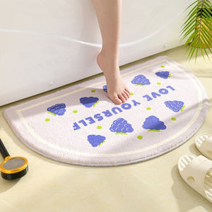 Soft Half Oval Floral Fruits Bathroom Mat Collection-Kawaii Dream