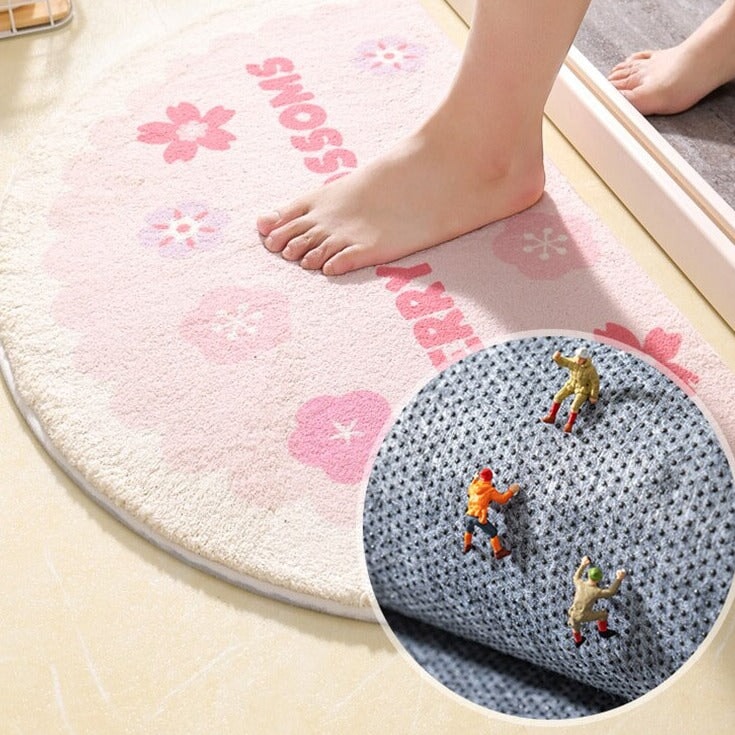Soft Half Oval Floral Fruits Bathroom Mat Collection-Kawaii Dream