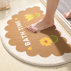 Soft Half Oval Floral Fruits Bathroom Mat Collection-Kawaii Dream