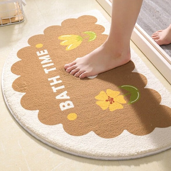 Soft Half Oval Floral Fruits Bathroom Mat Collection-Kawaii Dream