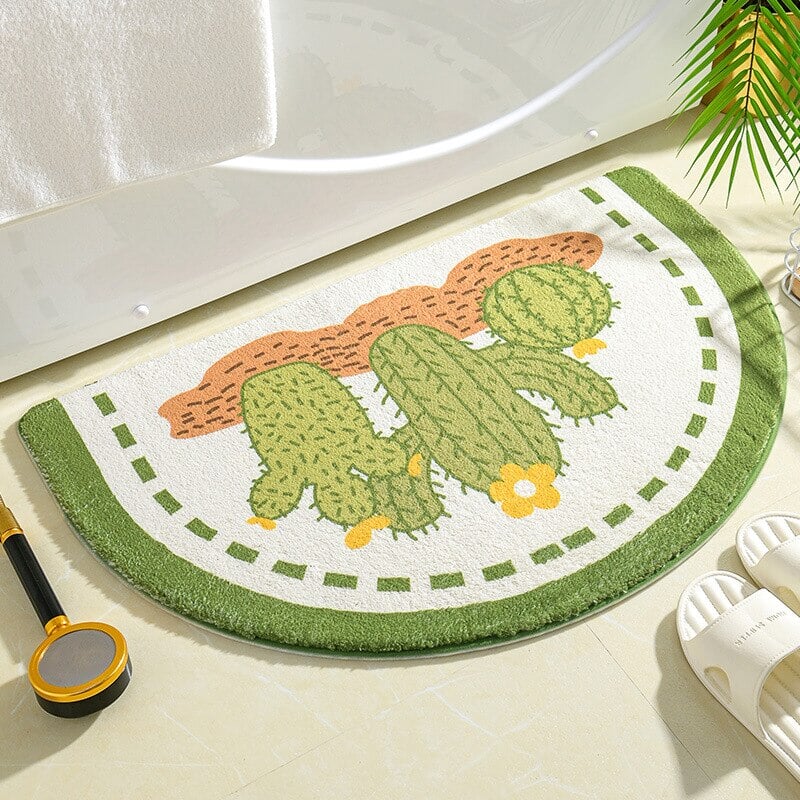 Soft Half Oval Floral Fruits Bathroom Mat Collection-Kawaii Dream