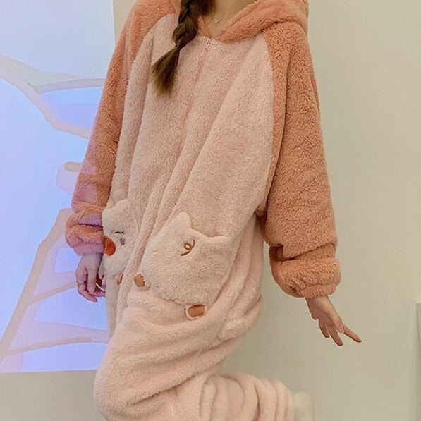 Soft Pig Fluffy Pyjama 1-Piece Set-Kawaii Dream