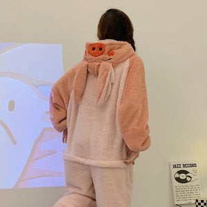 Soft Pig Fluffy Pyjama 1-Piece Set-Kawaii Dream