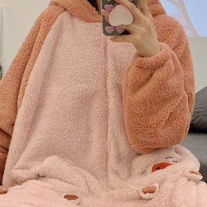 Soft Pig Fluffy Pyjama 1-Piece Set-Kawaii Dream