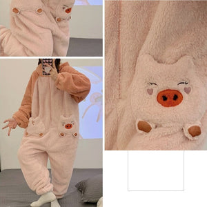 Soft Pig Fluffy Pyjama 1-Piece Set-Kawaii Dream