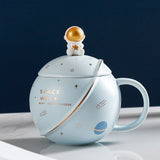 Space Astronaut Planet Ceramic Mug With Lid and Spoon-Kawaii Dream