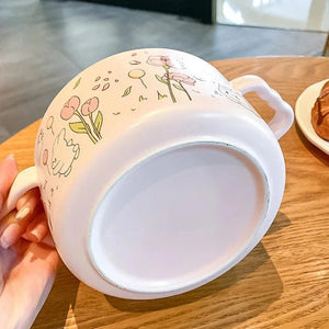 Spring Bunny Jumbo Ceramic Ramen Bowl With Lid-Kawaii Dream