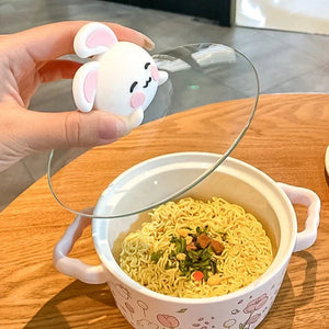 Spring Bunny Jumbo Ceramic Ramen Bowl With Lid-Kawaii Dream