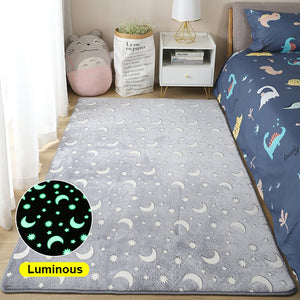 Starry Night Glow-in-the-dark Faux Fur Rug Carpet-Kawaii Dream