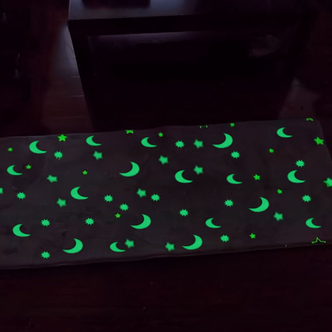 Starry Night Glow-in-the-dark Faux Fur Rug Carpet-Kawaii Dream