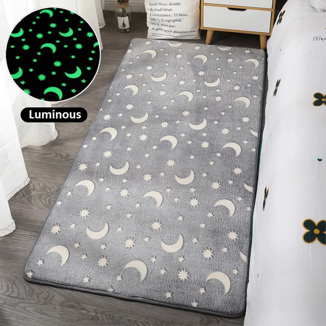 Starry Night Glow-in-the-dark Faux Fur Rug Carpet-Kawaii Dream