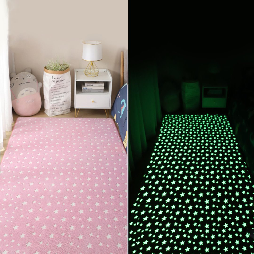 Starry Night Glow-in-the-dark Faux Fur Rug Carpet-Kawaii Dream