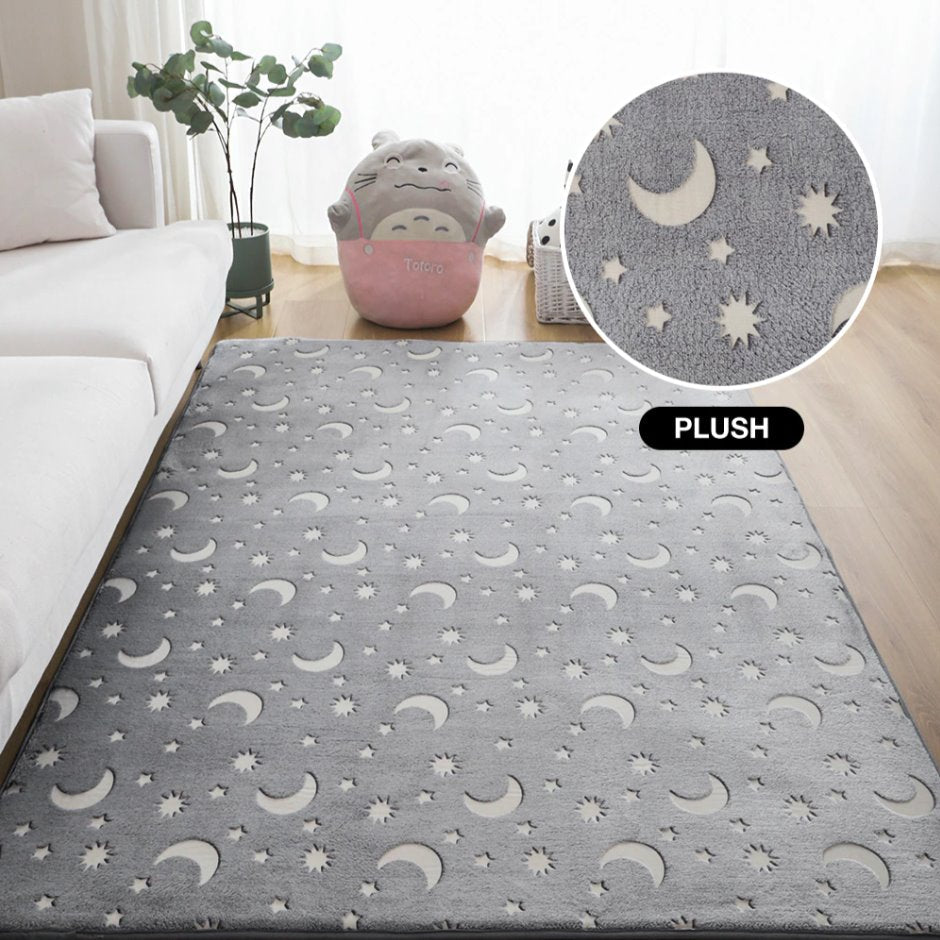 Starry Night Glow-in-the-dark Faux Fur Rug Carpet-Kawaii Dream