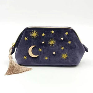 Starry Night Velvet Embroidery Cosmetic Travel Makeup Bag-Kawaii Dream