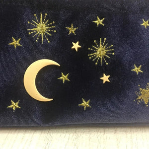 Starry Night Velvet Embroidery Cosmetic Travel Makeup Bag-Kawaii Dream