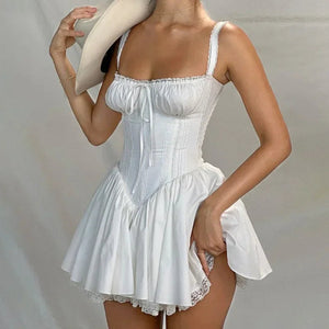 Strappy Mini Corset Coquette Party Dress-Kawaii Dream
