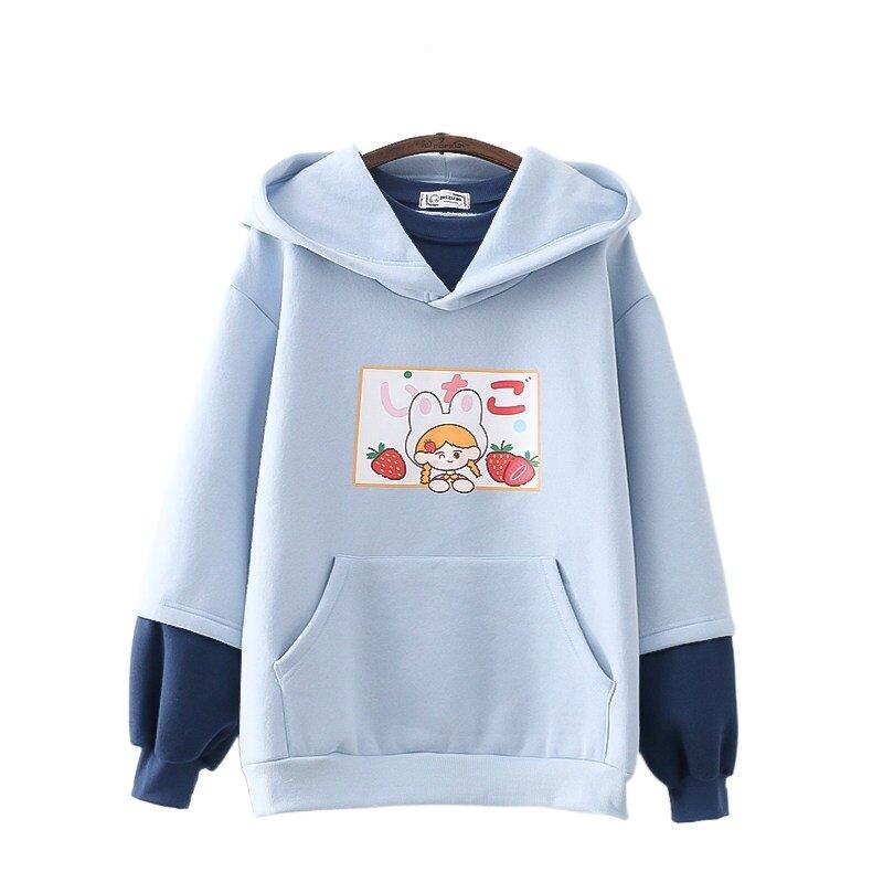 Strawberry Mikki Bunny Fleece Hoodies-Kawaii Dream