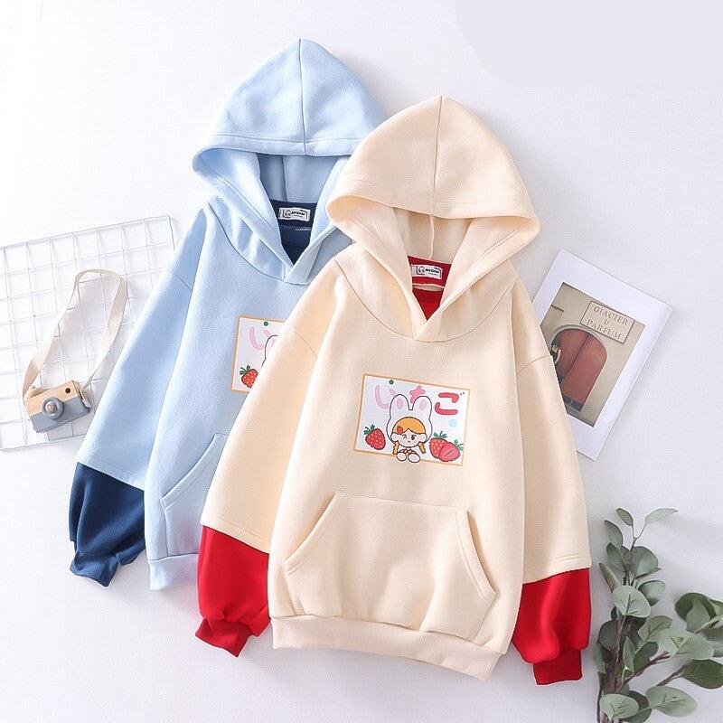 Strawberry Mikki Bunny Fleece Hoodies-Kawaii Dream
