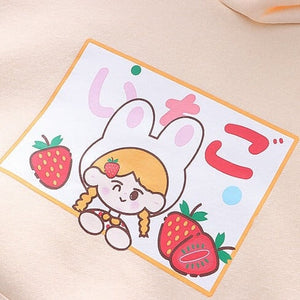 Strawberry Mikki Bunny Fleece Hoodies-Kawaii Dream