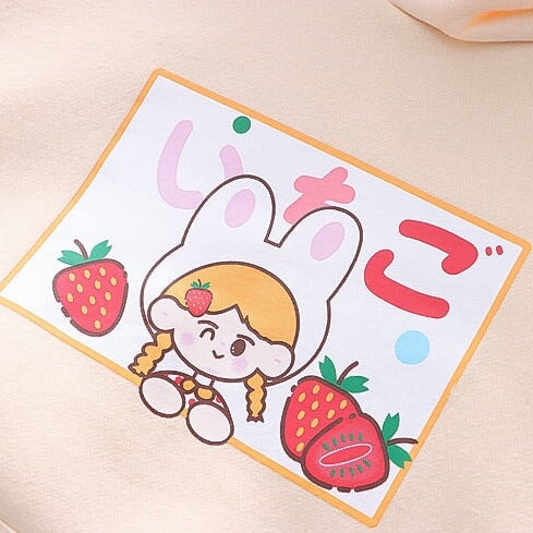Strawberry Mikki Bunny Fleece Hoodies-Kawaii Dream