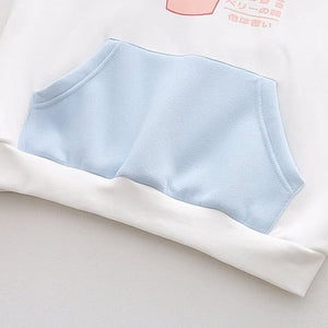 Strawberry Shake Bubble Tea White Cream Fleece Hoodies-Kawaii Dream