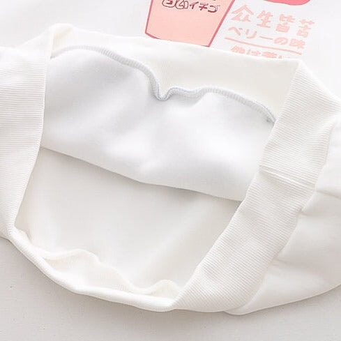 Strawberry Shake Bubble Tea White Cream Fleece Hoodies-Kawaii Dream