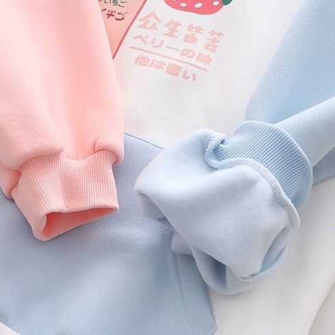 Strawberry Shake Bubble Tea White Cream Fleece Hoodies-Kawaii Dream