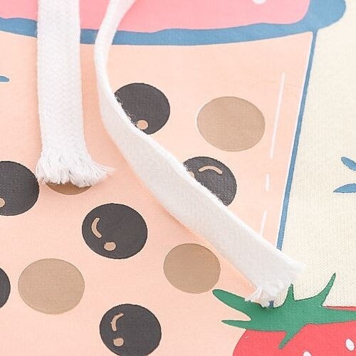 Strawberry Shake Bubble Tea White Cream Fleece Hoodies-Kawaii Dream