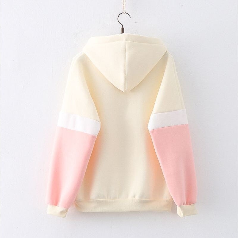 Strawberry Shake Bubble Tea White Cream Fleece Hoodies-Kawaii Dream