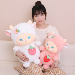 Strawberry White Pink Sheep Lamb Plushie-Kawaii Dream