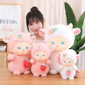 Strawberry White Pink Sheep Lamb Plushie-Kawaii Dream