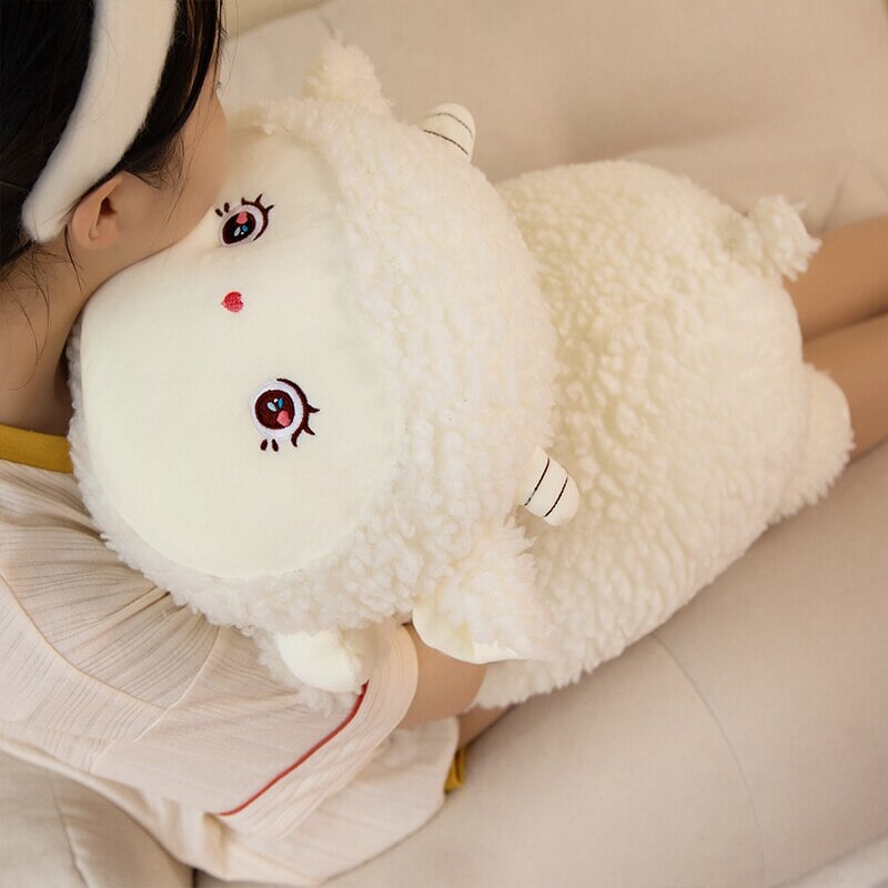 Sweet Fluffy Laying Lamb Snuggle Buddies-Kawaii Dream