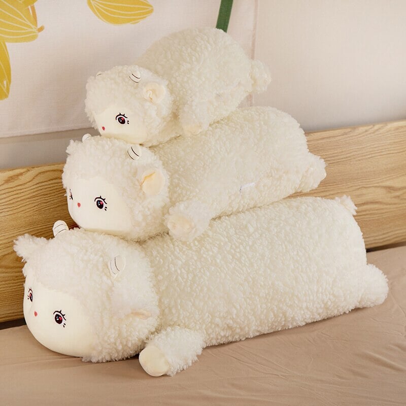 Sweet Fluffy Laying Lamb Snuggle Buddies-Kawaii Dream