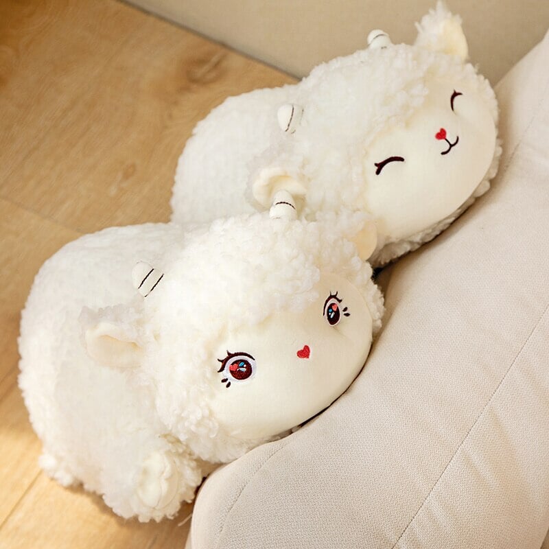 Sweet Fluffy Laying Lamb Snuggle Buddies-Kawaii Dream