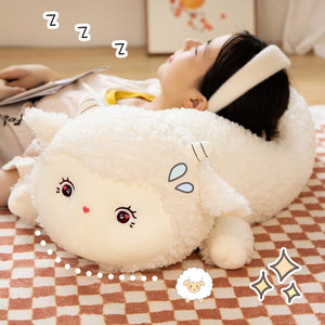 Sweet Fluffy Laying Lamb Snuggle Buddies-Kawaii Dream
