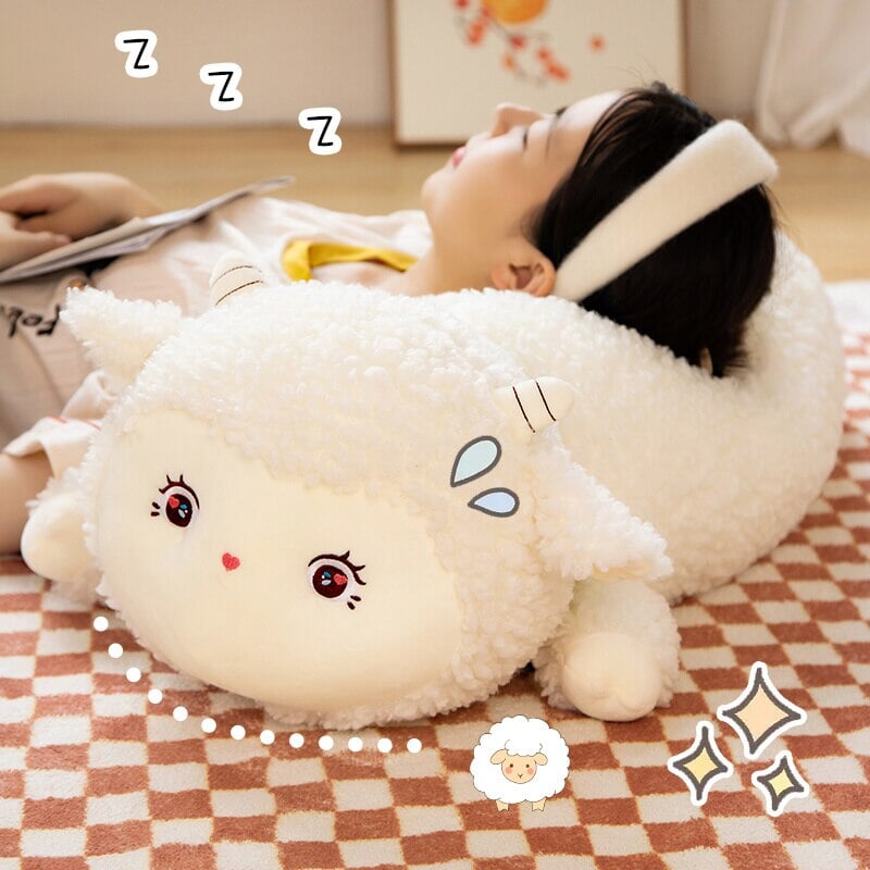 Sweet Fluffy Laying Lamb Snuggle Buddies-Kawaii Dream