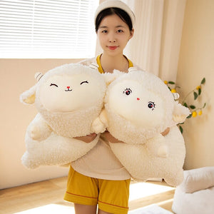 Sweet Fluffy Laying Lamb Snuggle Buddies-Kawaii Dream