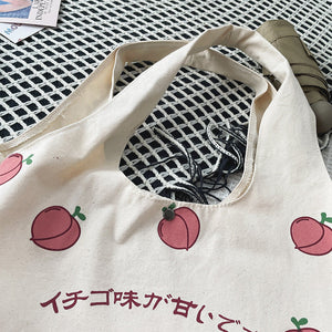 Sweet Peach Canvas Tote Bag-Kawaii Dream