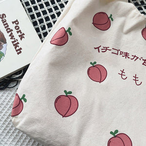 Sweet Peach Canvas Tote Bag-Kawaii Dream